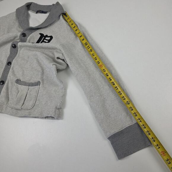 Polo Ralph Lauren Sweater mens XL Gray Shawl Collar Cardigan Varsity P Patch - Picture 8 of 9